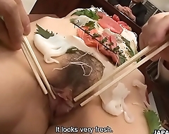Sushi girl is the main course of the office gangbang