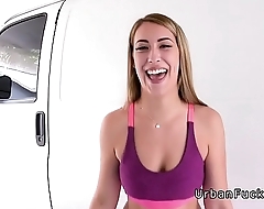 Hot gym babe flashing boobs in public