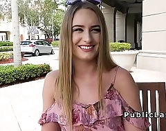 Blonde flashes ass for money in public