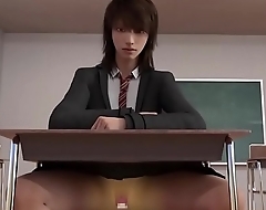 3D cowgirl with dildo in classroom